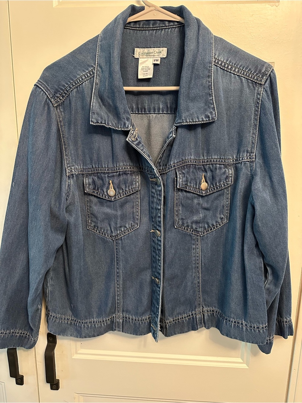 Coldwater Creek Medium Blue Denim Jacket with Chest Pockets